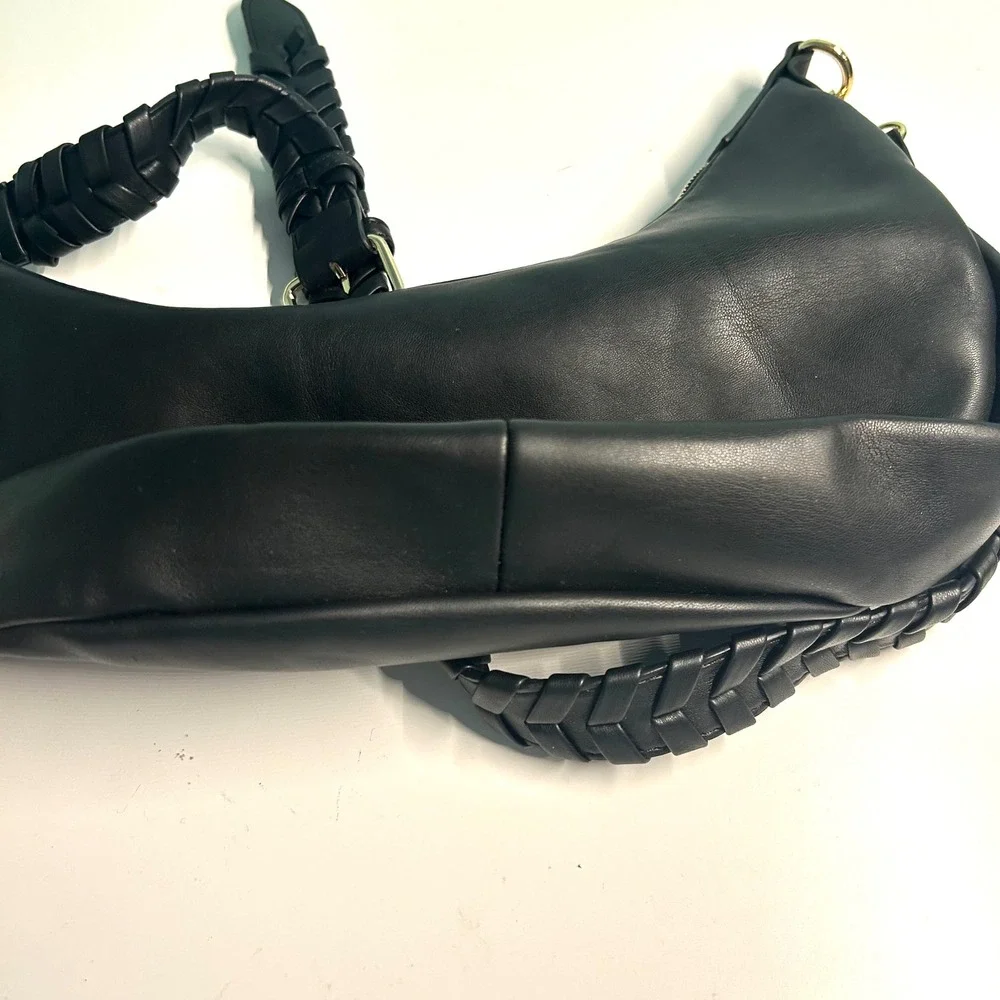 Jules‎ Kae Black Vegan Leather Zola Hobo Crescent Bag